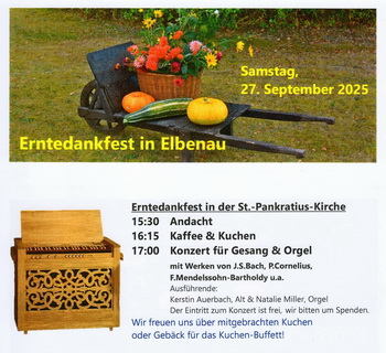 Elnladung zum Erntdankfest und Konzert