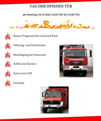 Flyer zum Tag der offenen Tür der Feuerwehr